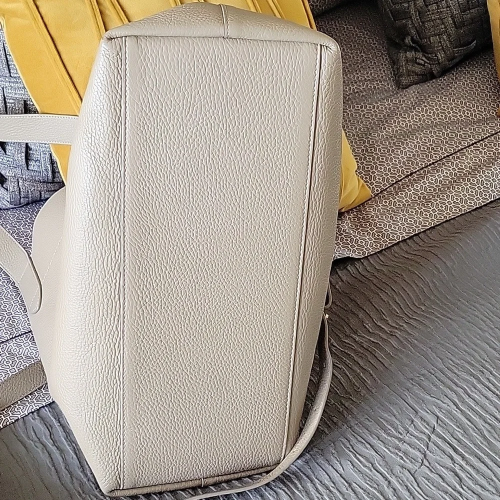 Cuyana Taupe Pebble Leather Tote